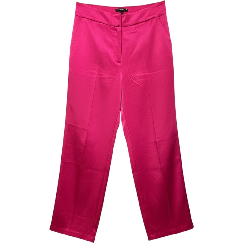 Hanifa Fuchsia Pink Satin Wide Leg High Waisted Trousers Pants Womens 2XL NWT